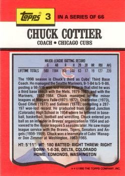 1990 Topps TV Chicago Cubs #3 Chuck Cottier Back