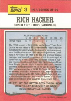 1990 Topps TV St. Louis Cardinals #3 Rich Hacker Back