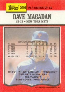 1990 Topps TV New York Mets #26 Dave Magadan Back