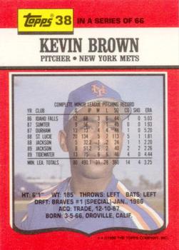 1990 Topps TV New York Mets #38 Kevin D. Brown Back