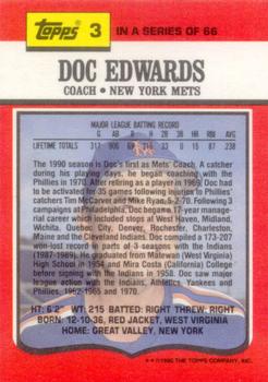1990 Topps TV New York Mets #3 Doc Edwards Back