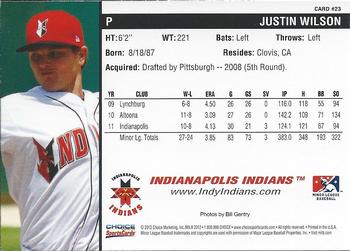 2012 Choice Indianapolis Indians #23 Justin Wilson Back