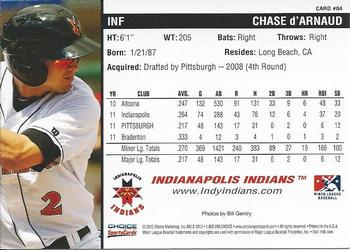 2012 Choice Indianapolis Indians #4 Chase d'Arnaud Back
