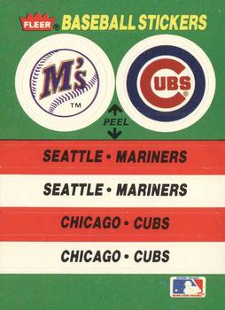 1988 Fleer - Team Stickers #NNO Seattle Mariners / Chicago Cubs Front
