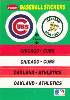 1988 Fleer - Team Stickers #NNO Chicago Cubs / Oakland Athletics Front