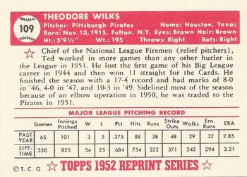 1983 Topps 1952 Reprint Series #109 Ted Wilks Back