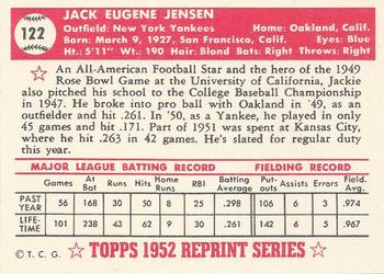 1983 Topps 1952 Reprint Series #122 Jack Jensen Back