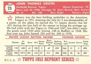 1983 Topps 1952 Reprint Series #25 Johnny Groth Back