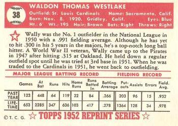 1983 Topps 1952 Reprint Series #38 Wally Westlake Back