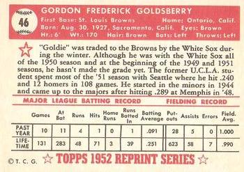 1983 Topps 1952 Reprint Series #46 Gordon Goldsberry Back