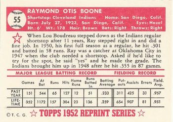 1983 Topps 1952 Reprint Series #55 Ray Boone Back