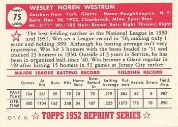 1983 Topps 1952 Reprint Series #75 Wes Westrum Back