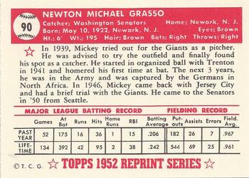 1983 Topps 1952 Reprint Series #90 Mickey Grasso Back