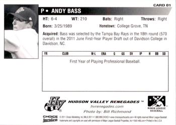 2011 Choice Hudson Valley Renegades #01 Andy Bass Back