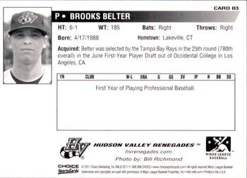 2011 Choice Hudson Valley Renegades #03 Brooks Belter Back