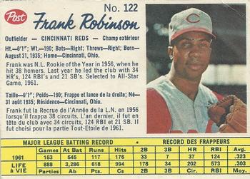 1962 Post Cereal Canadian #122 Frank Robinson Front