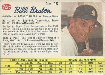 1962 Post Cereal Canadian #18 Bill Bruton Front