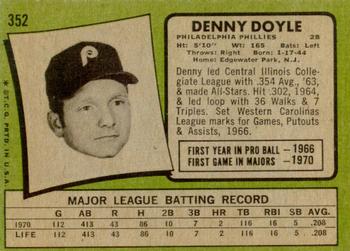 1971 Topps #352 Denny Doyle Back