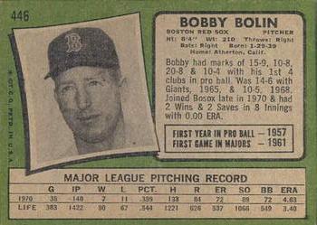1971 Topps #446 Bobby Bolin Back