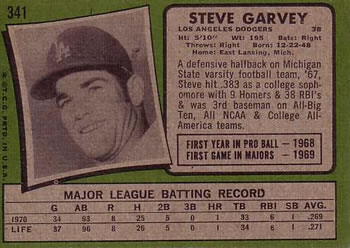 1971 Topps #341 Steve Garvey Back