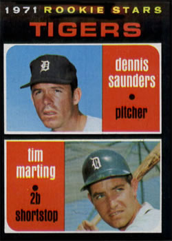 1971 Topps #423 Tigers 1971 Rookie Stars (Dennis Saunders / Tim Marting) Front