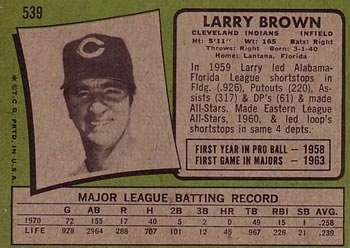 1971 Topps #539 Larry Brown Back