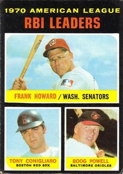 1971 Topps #63 1970 American League RBI Leaders (Frank Howard / Tony Conigliaro / Boog Powell) Front