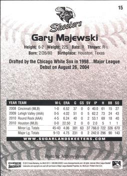 2012 Choice Sugar Land Skeeters #15 Gary Majewski Back