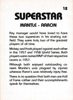 1980 TCMA Superstars #12 Mickey Mantle / Hank Aaron Back