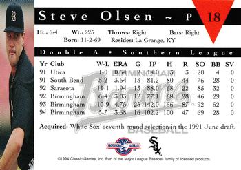 1994 Classic Best Birmingham Barons #18 Steve Olsen Back