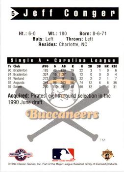 1994 Classic Best Salem Buccaneers #5 Jeff Conger Back