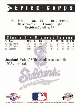 1994 Classic Best Springfield Sultans #4 Erick Corps Back
