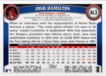 2011 Topps American League All-Stars #AL3 Josh Hamilton Back