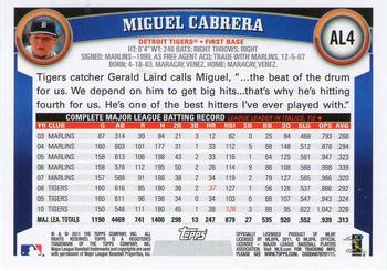 2011 Topps American League All-Stars #AL4 Miguel Cabrera Back