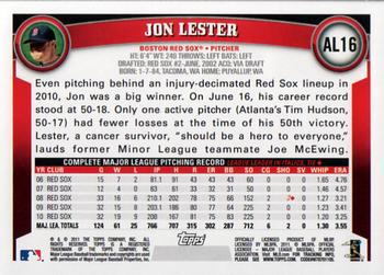 2011 Topps American League All-Stars #AL16 Jon Lester Back