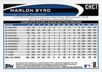 2012 Topps Chicago Cubs #CHC7 Marlon Byrd Back