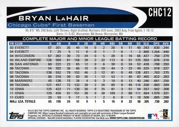 2012 Topps Chicago Cubs #CHC12 Bryan LaHair Back