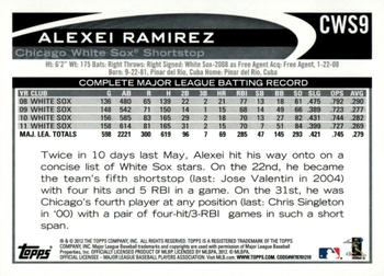 2012 Topps Chicago White Sox #CWS9 Alexei Ramirez Back