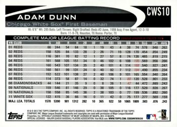 2012 Topps Chicago White Sox #CWS10 Adam Dunn Back