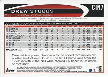 2012 Topps Cincinnati Reds #CIN7 Drew Stubbs Back