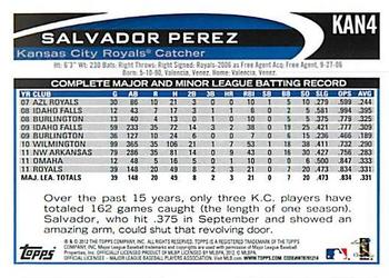 2012 Topps Kansas City Royals #KAN4 Salvador Perez Back