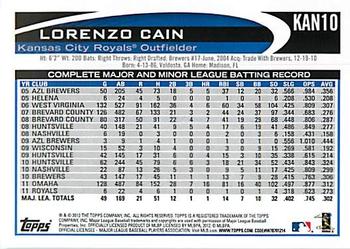 2012 Topps Kansas City Royals #KAN10 Lorenzo Cain Back