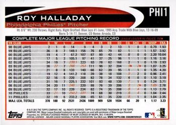 2012 Topps Philadelphia Phillies #PHI1 Roy Halladay Back