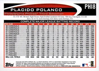 2012 Topps Philadelphia Phillies #PHI8 Placido Polanco Back