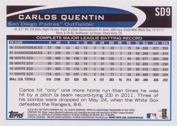 2012 Topps San Diego Padres #SD9 Carlos Quentin Back