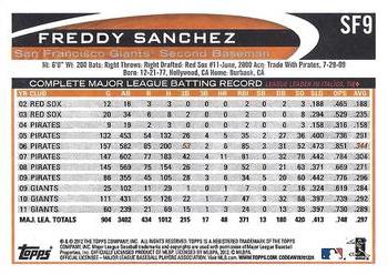 2012 Topps San Francisco Giants #SF9 Freddy Sanchez Back