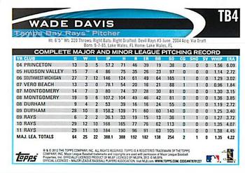 2012 Topps Tampa Bay Rays #TB4 Wade Davis Back