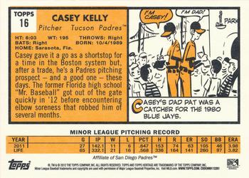 2012 Topps Heritage Minor League #16 Casey Kelly Back