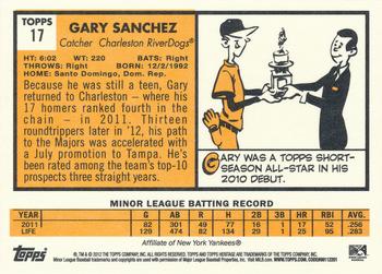 2012 Topps Heritage Minor League #17 Gary Sanchez Back