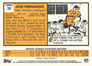 2012 Topps Heritage Minor League #59 Jose Fernandez Back